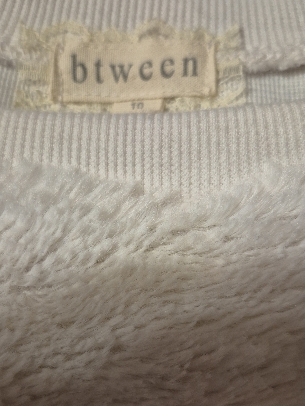 btween White Sequin LOVE Plush Sweatshirt, Black Hoodie, Size 10. - Picture 2 of 9